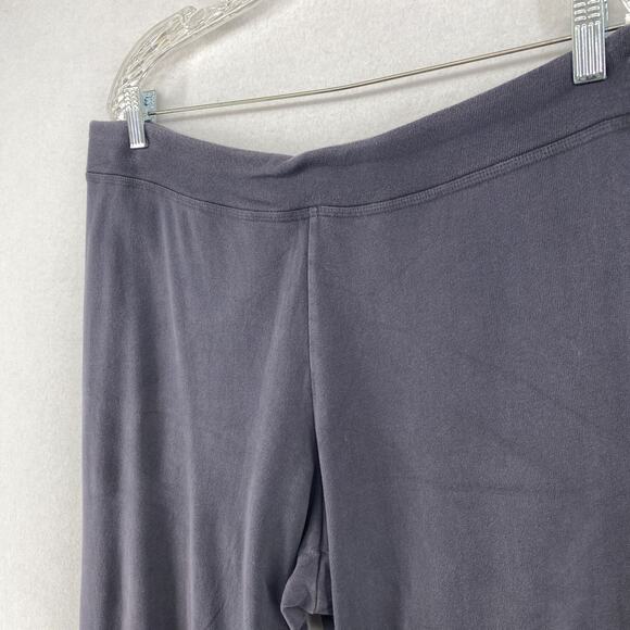 EILEEN FISHER Pants L Heavy Brushed Flannel Cotton Elastic Waistband Blue Gray - Picture 2 of 12